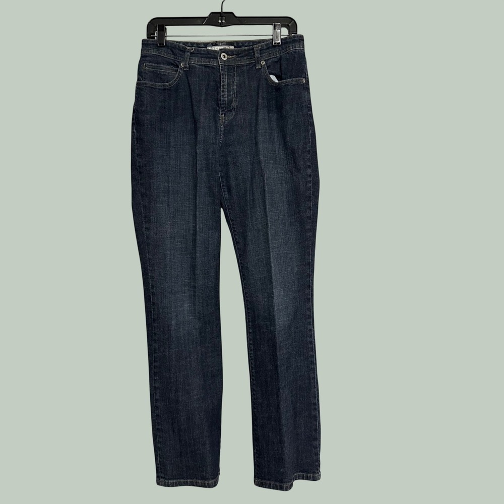 Chicos Platinum Dark Wash Straight Leg Denim Jeans Blue Size 0.5 Regular